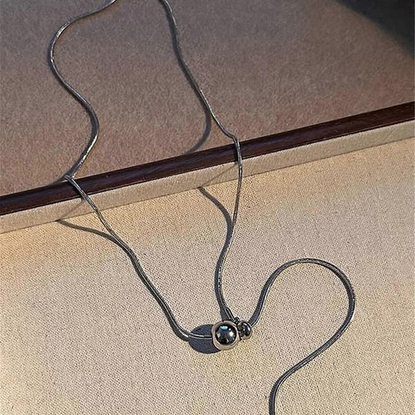 Sølvperlehalskæde Justerbar Længde Halskæde Unik Halskæde Moderne Kædehalskæde Velegnet til Alsidig Styling Double layer chain