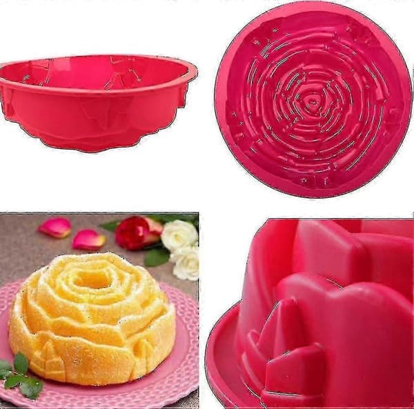 Tizzy Silikon Kakeform - 9\" - Rose Design - Rød