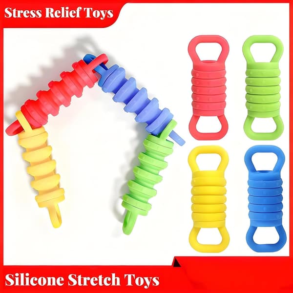 Fidget-remskiver sæt med 4, holdbare lydløse silikone-skrivebordsfidget-legetøj til sanselegetøj til voksne børn, fingerfidget-gadgets til kontor- og hjemmebrug (4 stk.)