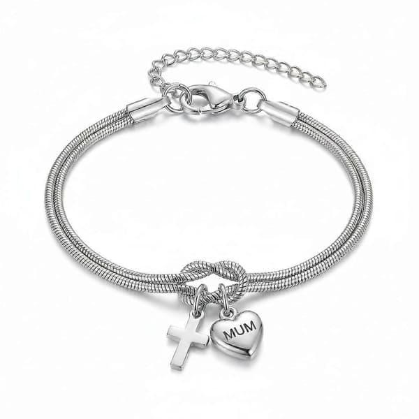MUM Love Knot Snake Bone Armbånd, Sølv