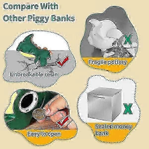 Beste julegave Dinosaur sparegris for gutter og jenter Yellow