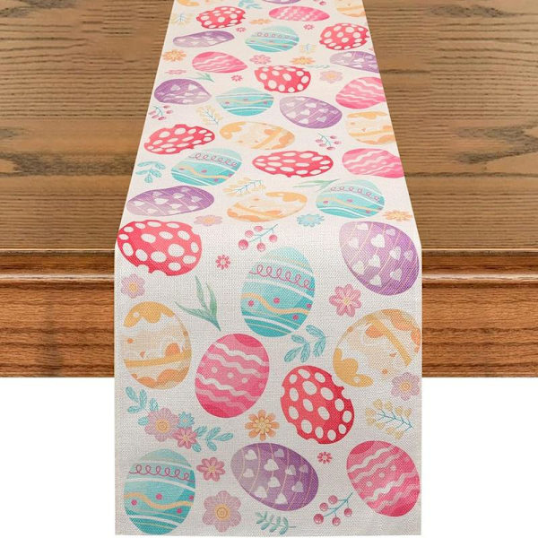 Easter Egg Table Runner, Easter Decoration, Easter Tablecloth, 72 Inches Long, Cute Spring Holiday Kitchen Farmhouse Style Table Runner