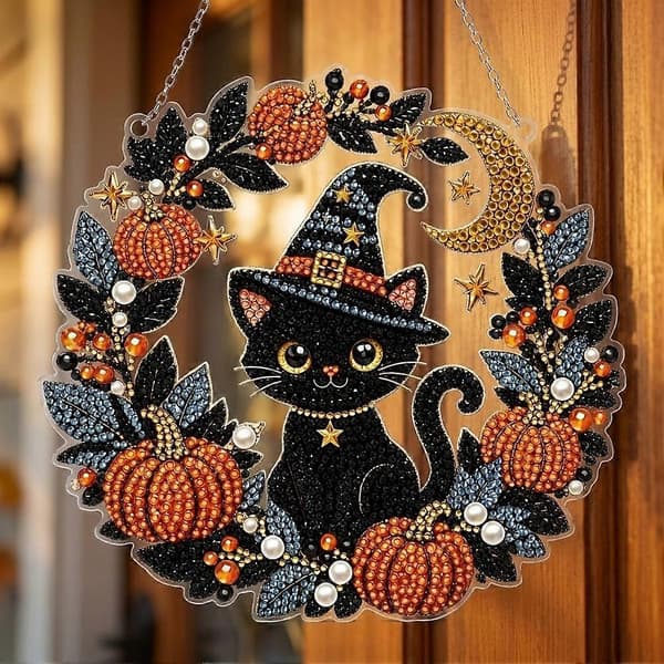Halloween Veggdekorasjon Elegant Svart Akrylpynt For Høstdekor