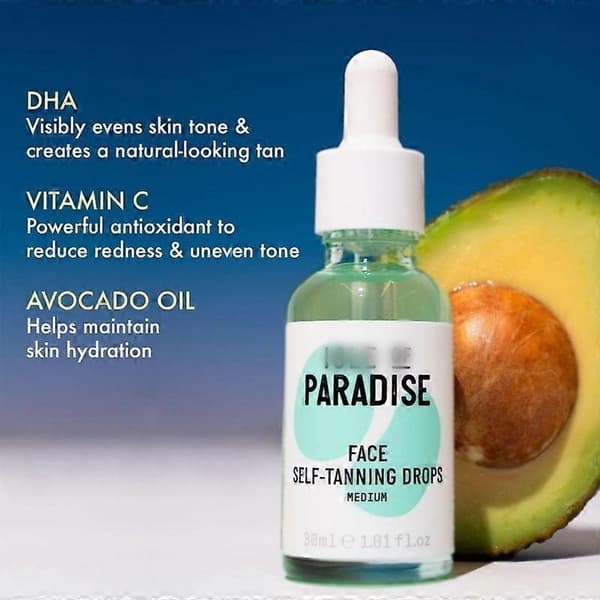 Paradise Medium Ansigts Selvbruner Dråber, Daglig Hudglød Ansigtspleje Væske 30ml