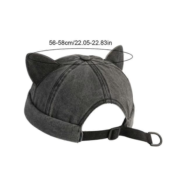 Katøre Docker Hat Søde Accenter Justerbar Sikker Pasform Uden Skygge Design Black One size