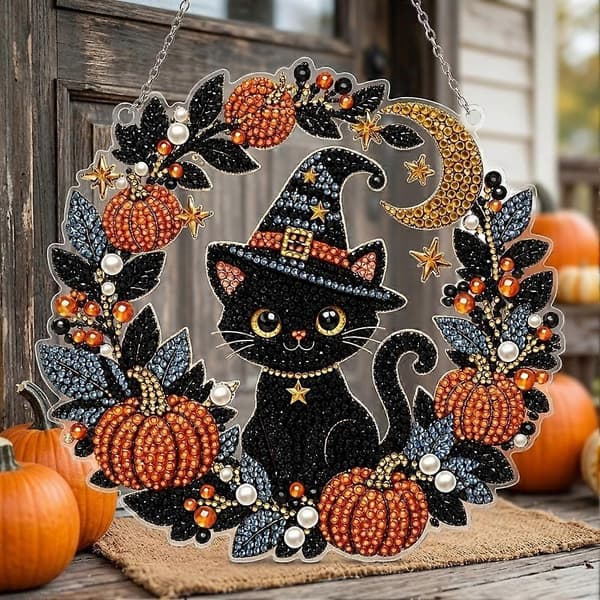 Halloween Veggdekorasjon Elegant Svart Akrylpynt For Høstdekor
