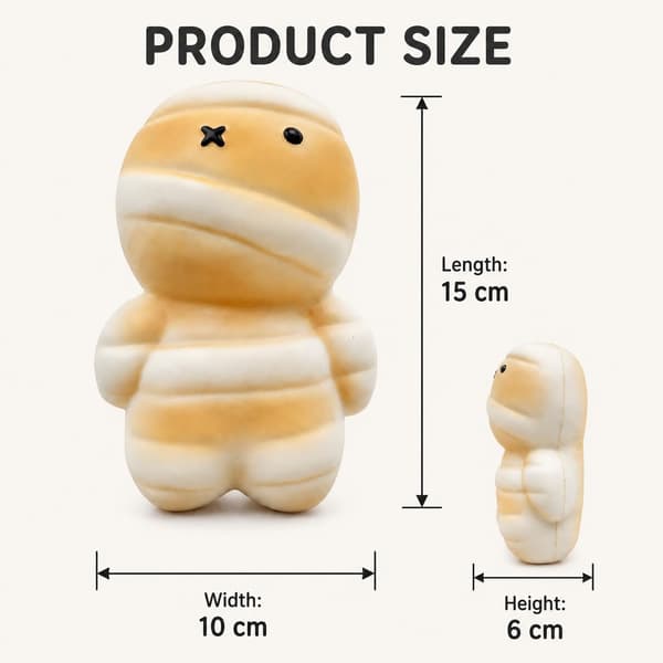Brun mumie squishy legetøj, langsomt stigende PU-skum skrivebordsfidget