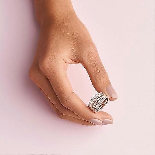 Smykker Sammenflettet Cubic Zirconia Ring i Pandora Rose