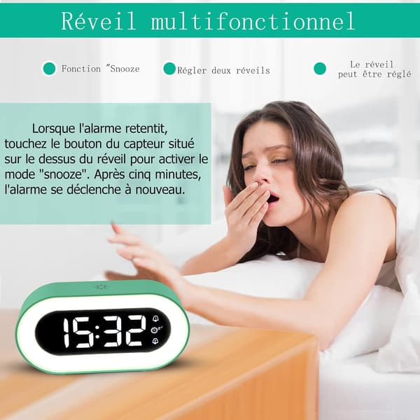 LED Digital Alarm Clock with Dimming Mode / 18 Music Night Light