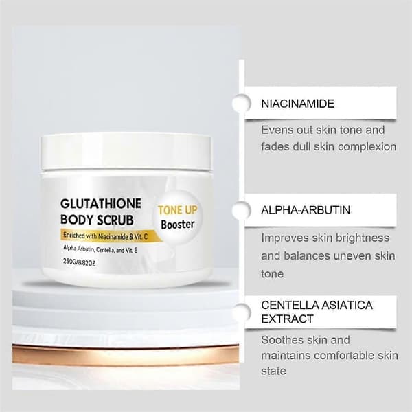 Glutation kroppsskrubb Tone-Up Boosters Hydrerende Eksfolierende kroppsskrubber Beriket med Niacinamid 1st