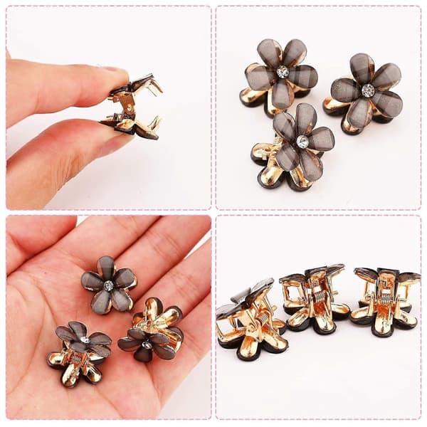 10 stk. Mini Diamant Hårkløer, Små Hårklemmer Blomster Hårnåle Hårtilbehør til Kvinder, Piger, Søde Mini Hårspænder Hårstyling Tilbehør til