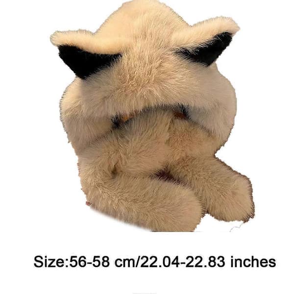 Tjock och köldtålig plyschmössa med öron, damvinterhalsduk/I3B3 White One size