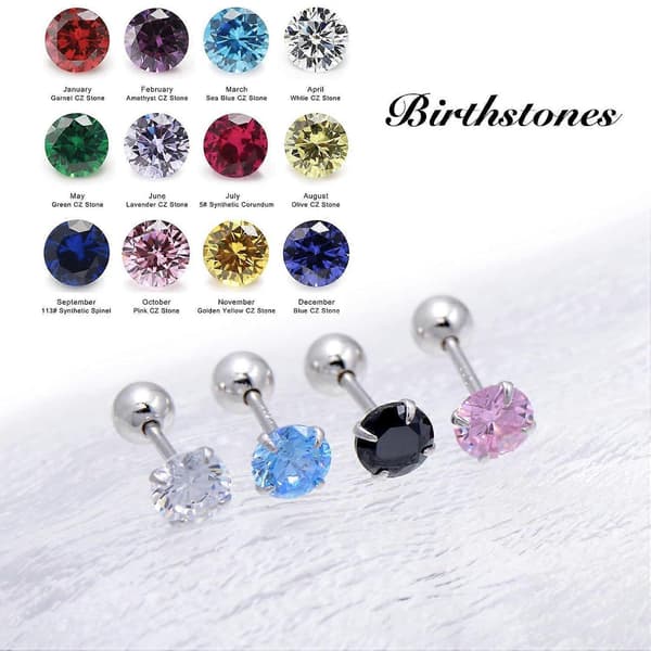 5MM Cubic Zirconia Stud Skruebakside Sterling Sølv Øredobber for Kvinner, Diamanthvit