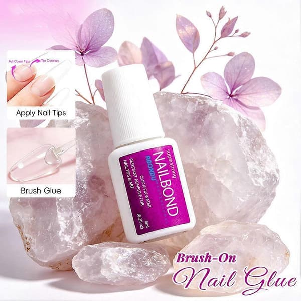 Neglelim - Hurtigtørrende Vandtæt til Press-On Negle - Manicure purple