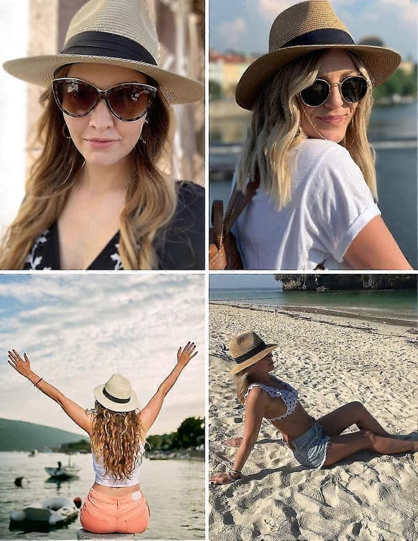 Panamahatt Sammenleggbar Strå-fedora Sommer Strand Solhatter For Menn Kvinner