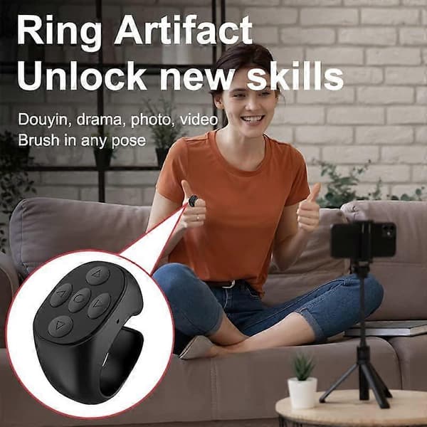 Sivunkääntösormus pitkällä akunkestolla videoille ja e-kirjoille, musta