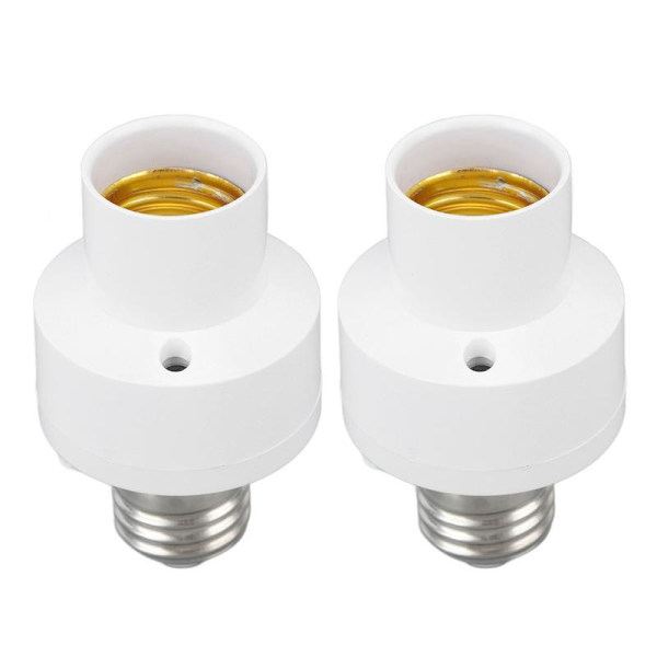 2 Pcs Smart Light Bulb Socket Wireless Voice Control E27 Screw Port 100V-250V White