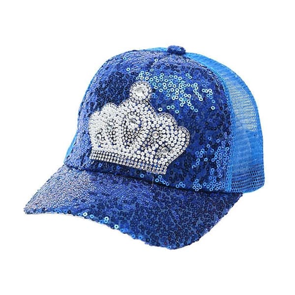 Glittrig krona baseballkeps för barn - Glittrande solhatt för nöjesparken Dark Blue One size