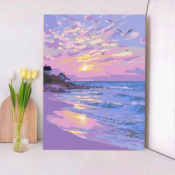 Mal efter tal-sæt 30x40cm Blomsterlandskab Akryl til Vægdekoration D 30x40