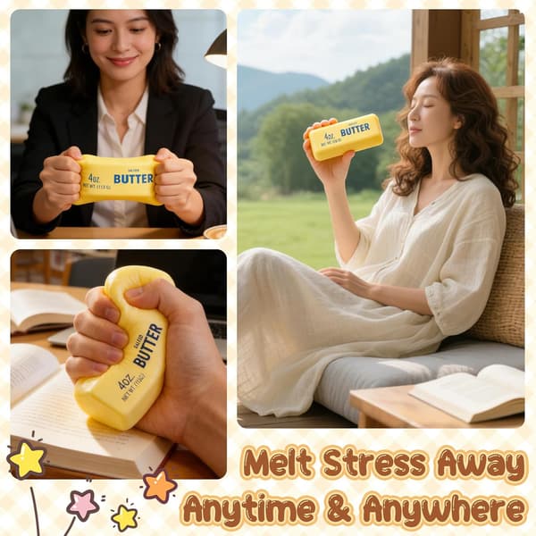Smør Squishy Fidget Legetøj, Langsomt Stigende Squishy Smør Stresslindring | Angstlindring Fidget Replika Sensorisk til Voksne, Smør Stress Stick til Af