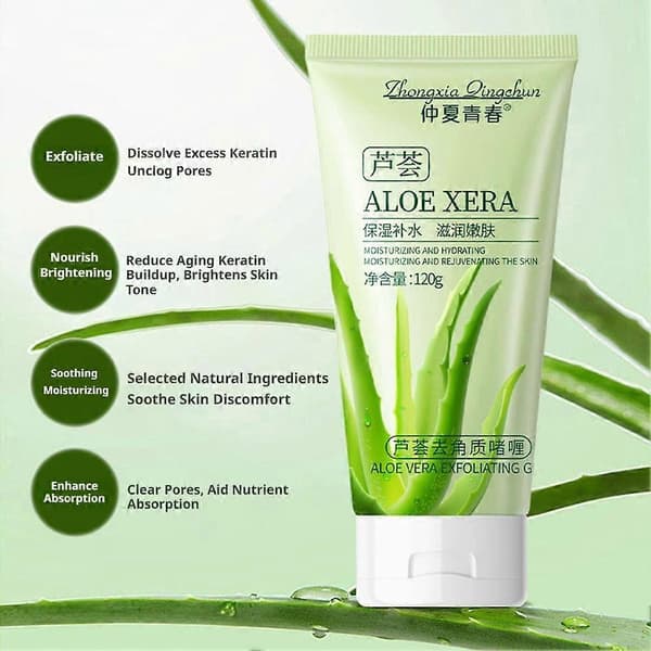 Aloe Vera Eksfolierende Gel 120g - Skånsom Fjernelse af Døde Hudceller