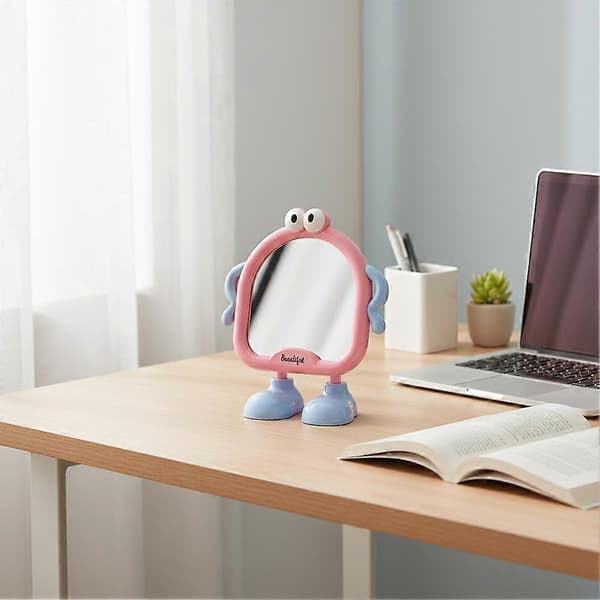 1x Sminkspegel för skrivbord, liten rektangulär sminkspegel för kvinnor pink 1pcs