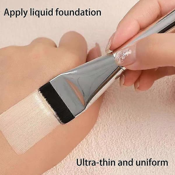 Lige Foundation Make-Up Børste Fladt Hoved Let Concealer Aluminiumsrør Træhåndtag Makeup Værktøjer Onesize