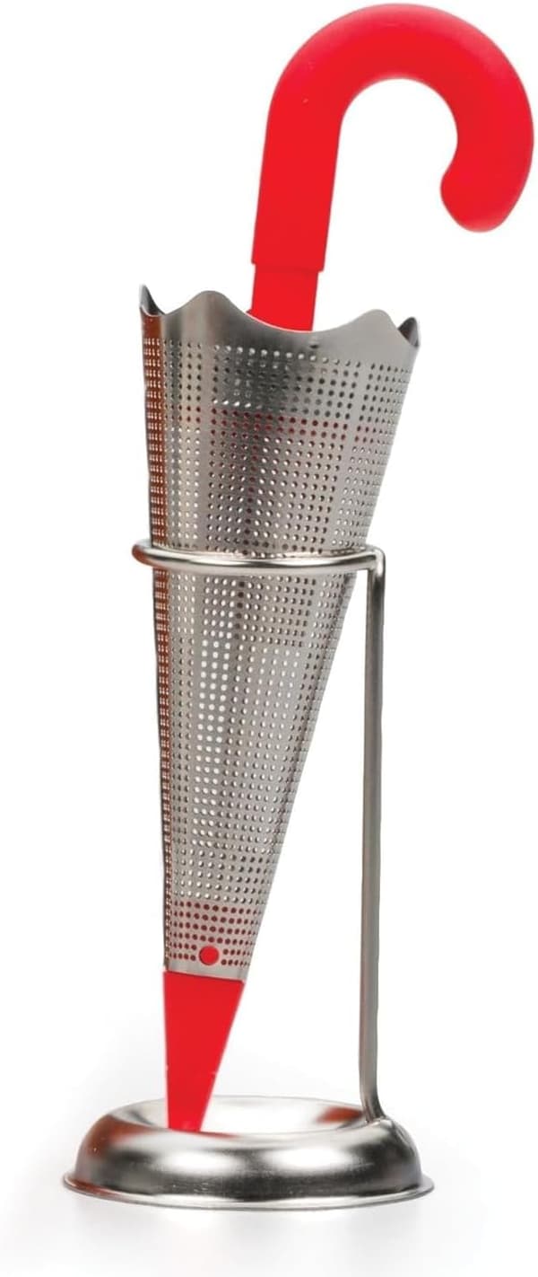 Nyhed Te-infuser til løs te/Te-infuser med drypholder, paraply/stativ, 14*3.5*3.5cm