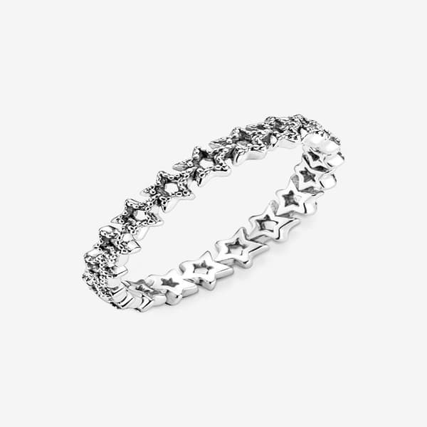 Pandora - Ring med asymmetriske stjerner - Sterlingsølv Circumference: 50mm
