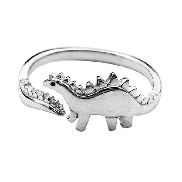 1 stk legering dinosaur design ring åpning dyr ring stilig finger tilbehør 2X2cm Silver