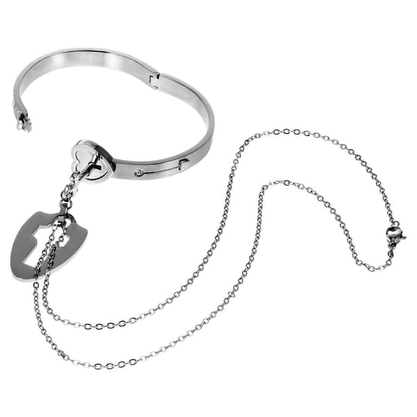 Par smykker Sølv Titanium Stål Lås Halskæde og Armbånd til 2 stk. Gave