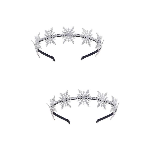 Julhårband Glitter Snöflinga Hårband för barn 2-pack Silver Partyfavörer