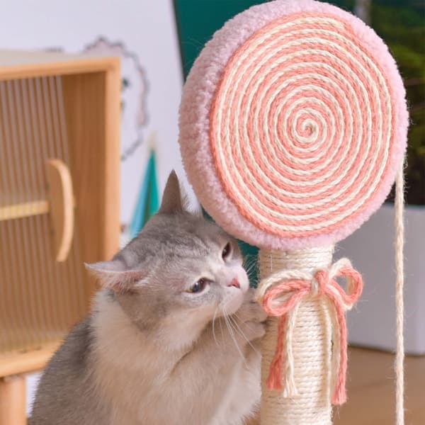Cat Climbing Frame Lollipop-shaped Sisal Scratch-Grinding Interactive Multifunctional Cat Tree for Kitten Pink