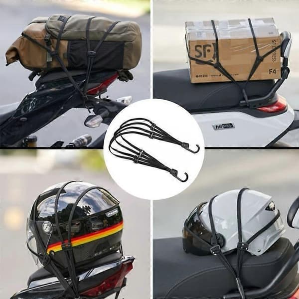 2 stk. elastiske bindereb med net, sorte krogstropper til opbevaring af motorcykel, cykel, scooterhjelm 2pcs
