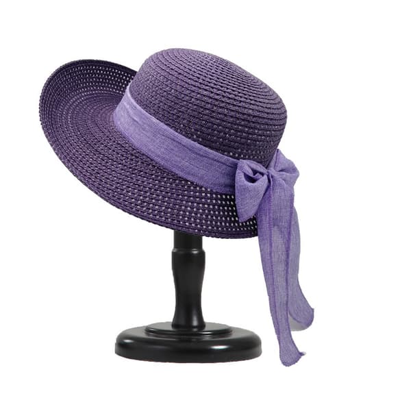 Solhatt Vikbar Hatt för Dam Kvinnor Sommar Solhatt Rullad Kant Strand Solhatt Lila