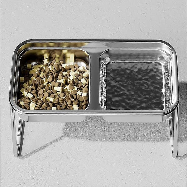 Forhøjet kæledyrsskål - Rustfrit stålSkridsikker baseErgonomisk design