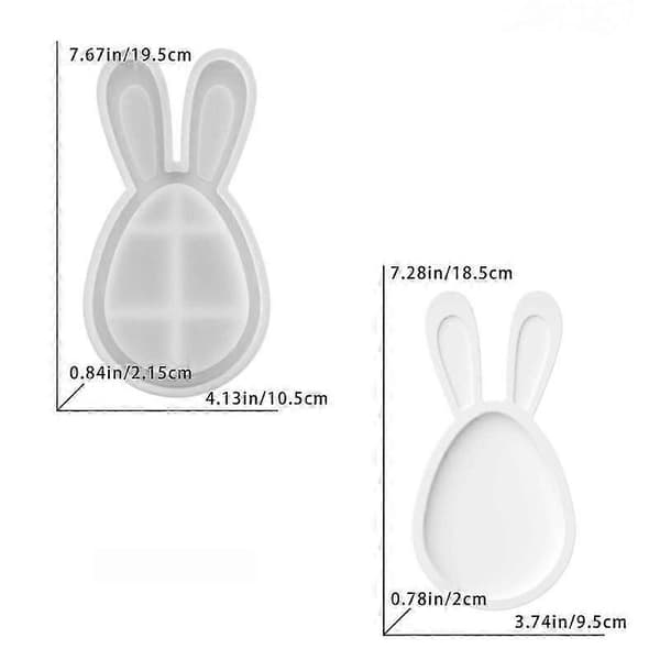 Förvaringsbricka påskkaninform 19,5 cm gips silikon DIY 19,5 cm Vit