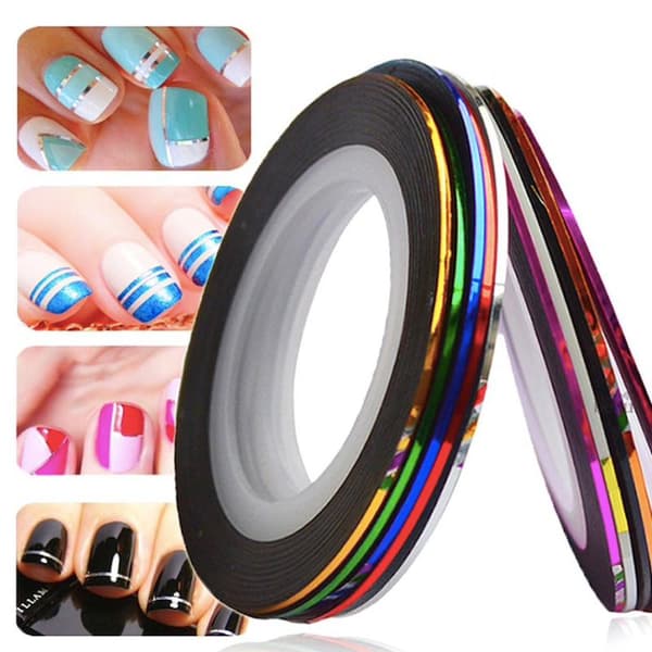 Dekortejp, nageltejp, nageldekorationer - 10-pack