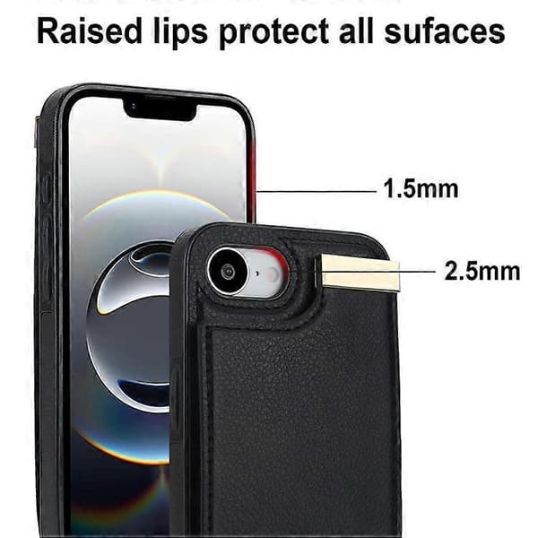 Kompatibelt deksel til iPhone 16e TPU + PU-skinn med maskinvaredetaljer og kortholder