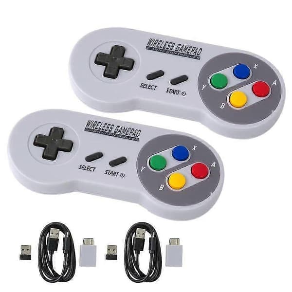 2-pak trådløs controller til SNES med USB-modtager, 100 timers batteri, understøttelse af PC Mac Raspberry Pi