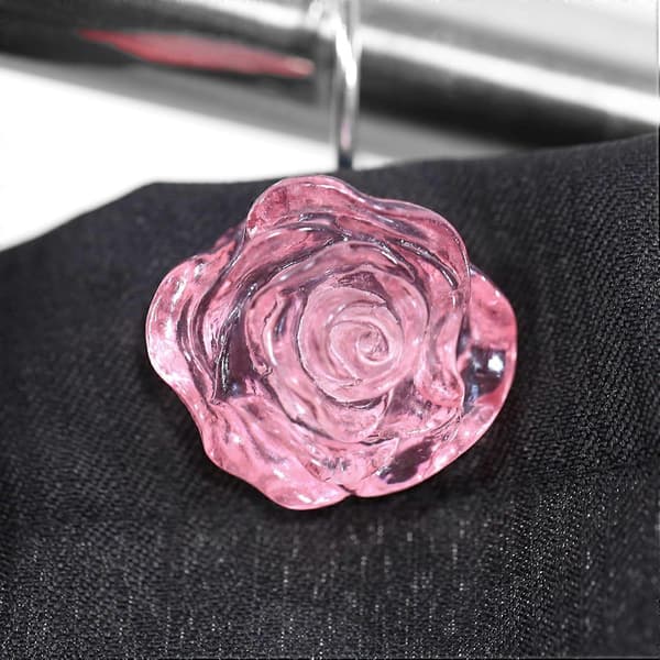 Lyserøde blomster badeforhængskroge: Blush krystal glitter is teksturerede dekorative ringe til blomster rose blad plante forårs badeforhæng - sød rustfri