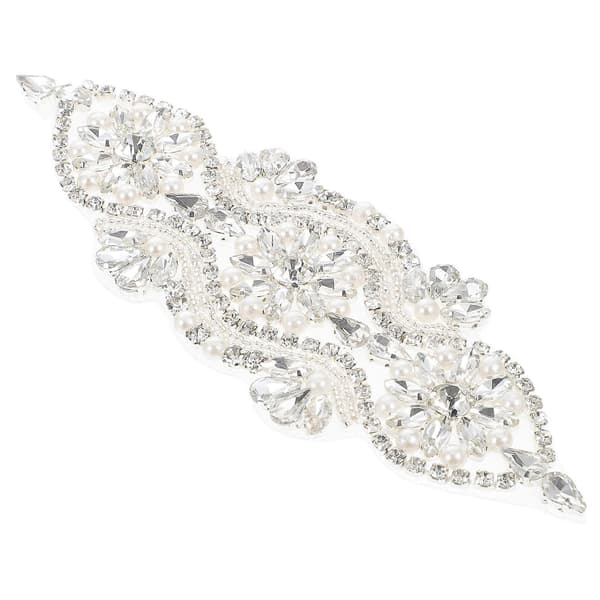 Silver Rhinestone Applique Brudbälte Applique för dekoration