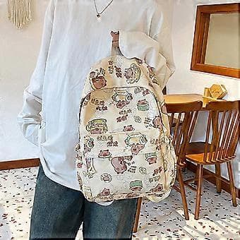 Travel Backpack for Teens, Everyday Backpack, Lightweight Backpack, School Bag for Students, Cartoon Capybara Backpack, Black Black Black