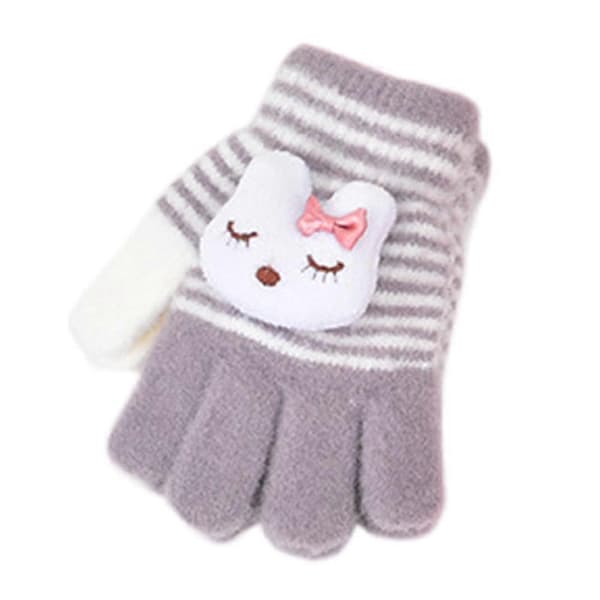 Barn Tecknade Handskar Vinter Tjock Varm Pojke Flicka Finger Utomhus; Vantar D49C Silvery One size