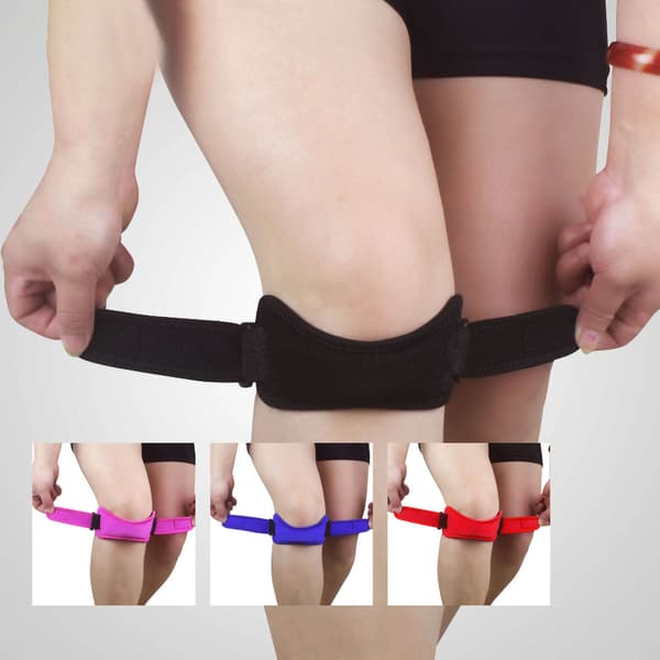 Petella Knee Pads Split Shock Absorption Pressure Adjustable Size Patellar Tendon Support Strap Blue