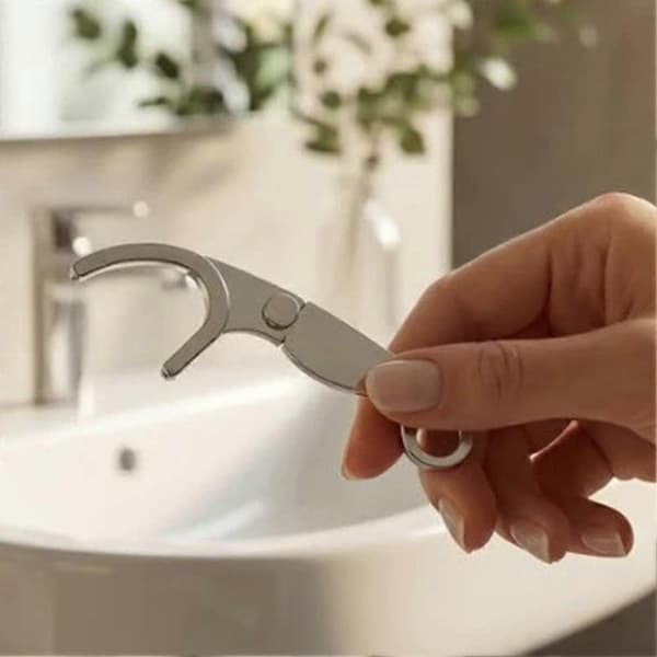 Gjenbrukbar tanntrådholder - rustfritt stål, bærbar, ergonomisk grep