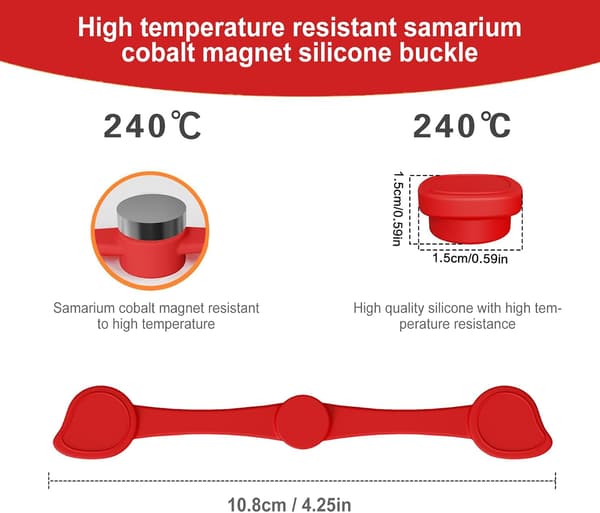 Air Fryer Magneter silikonklämmor för bakplåtspappersfoder, låser papper säkert, värmeelement eller täcker mat för att förhindra bränning (röd).