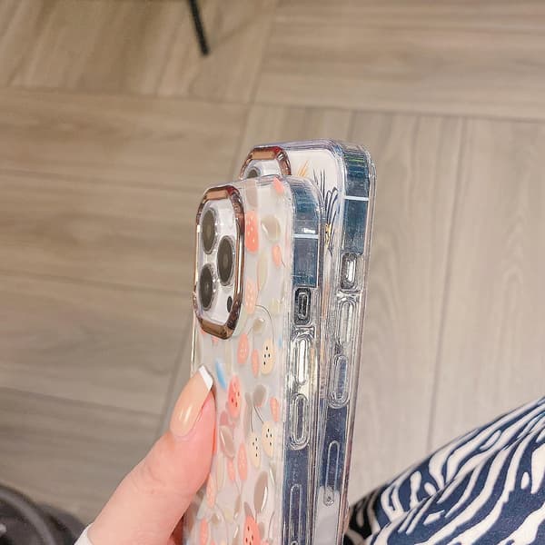 Glitterpulver Blomsterdeksel til iPhone 13 Pro Max Blomst S3