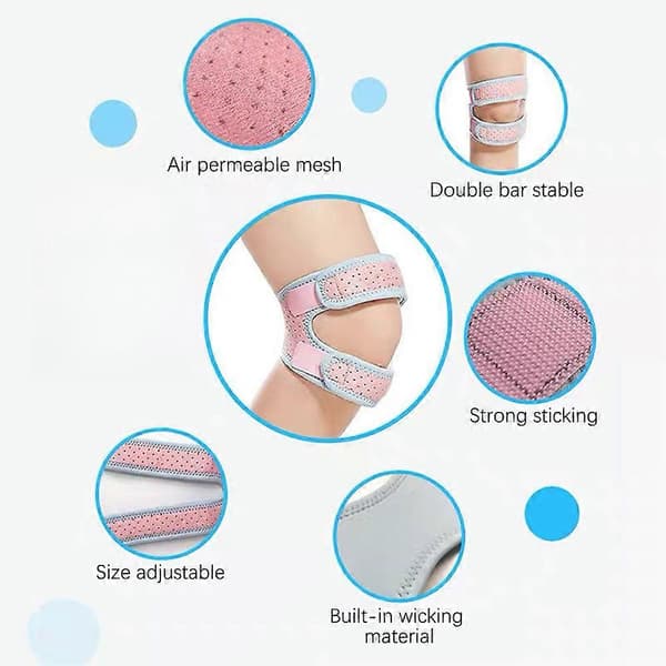 (Pink) Knee Brace with Patellar Tendon Support and Side Stabilizers - Decompression Strap for Pain Relief and Improved Knee Stability