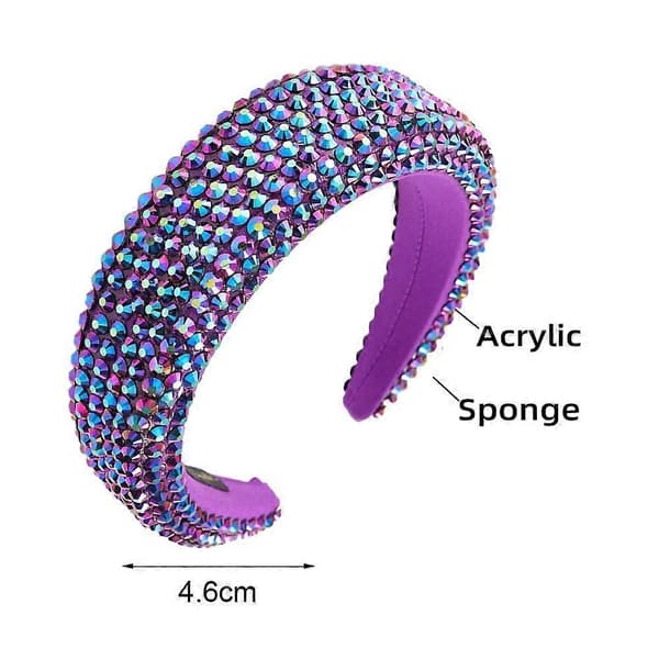 Dame glitrende krystallpolstret rhinestone bredt hårbånd raskt